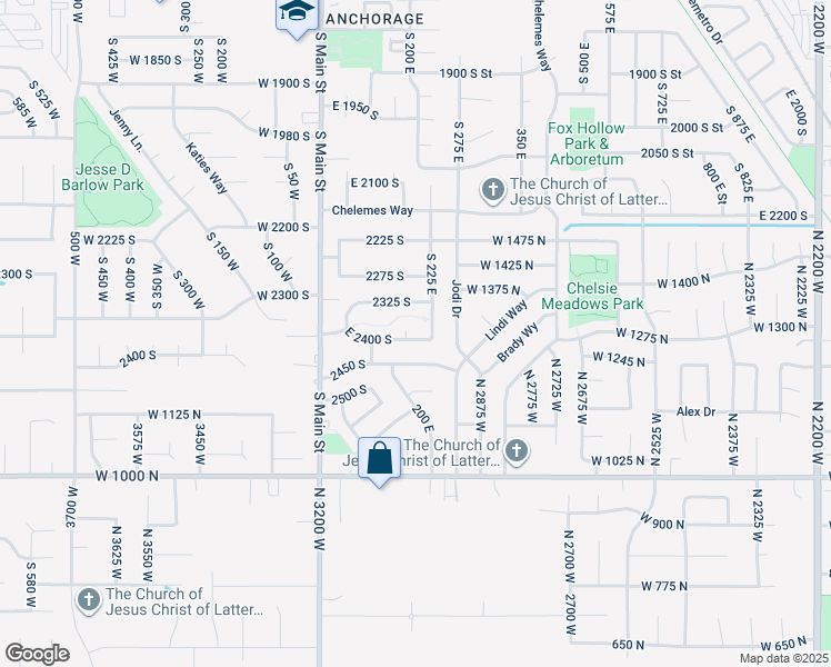 map of restaurants, bars, coffee shops, grocery stores, and more near 193 2400 South in Clearfield