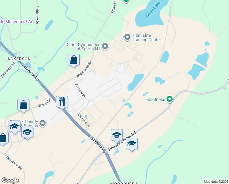 map of restaurants, bars, coffee shops, grocery stores, and more near 68 Trafalgar Court in Sparta