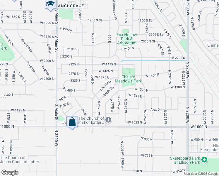 map of restaurants, bars, coffee shops, grocery stores, and more near 2780 N 2875 W in Layton