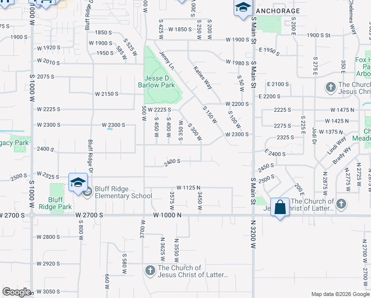 map of restaurants, bars, coffee shops, grocery stores, and more near 333 West 2300 South in Clearfield