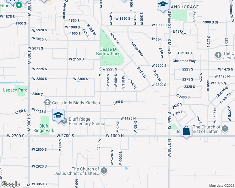 map of restaurants, bars, coffee shops, grocery stores, and more near 407 West 2300 South in Clearfield