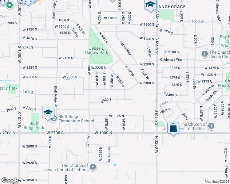 map of restaurants, bars, coffee shops, grocery stores, and more near 333 W 2300 S in Clearfield
