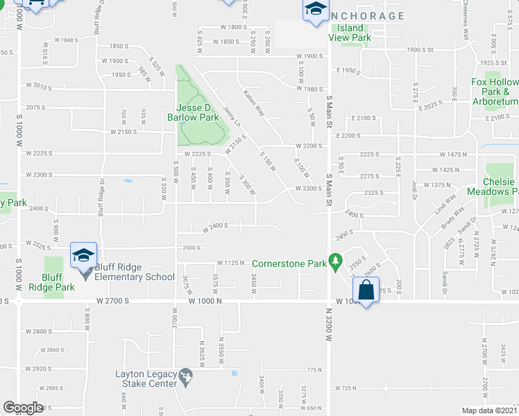 map of restaurants, bars, coffee shops, grocery stores, and more near 2360 South 300 West in Clearfield