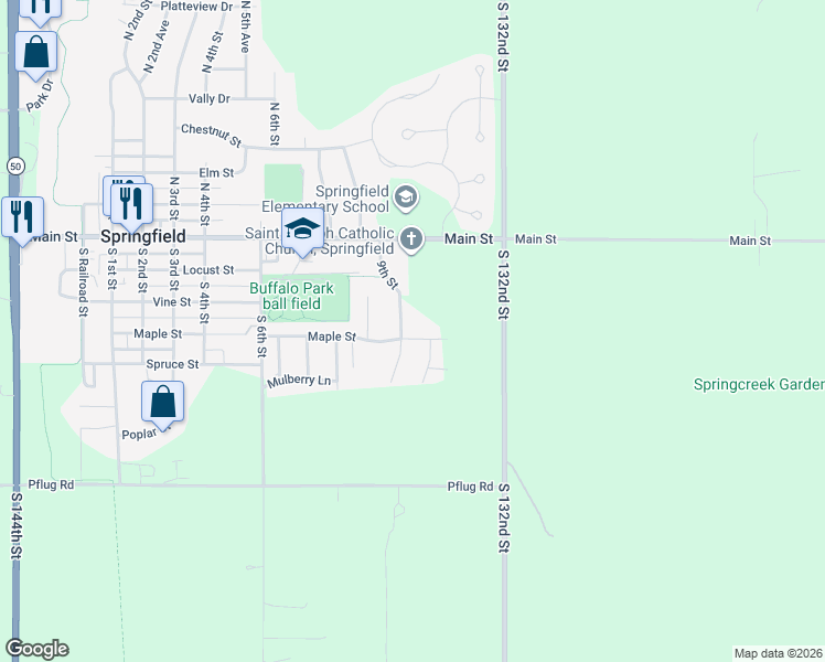 map of restaurants, bars, coffee shops, grocery stores, and more near 902 Maple Street in Springfield