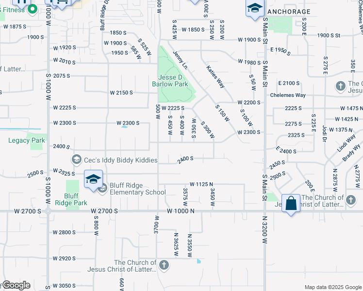 map of restaurants, bars, coffee shops, grocery stores, and more near 407 West 2300 South in Clearfield