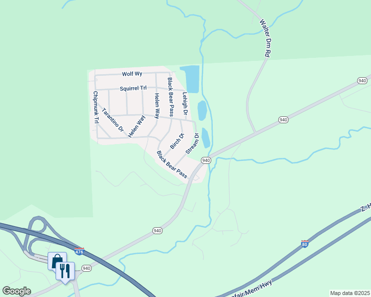 map of restaurants, bars, coffee shops, grocery stores, and more near 21 Stream Drive in White Haven