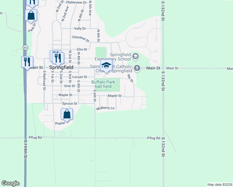 map of restaurants, bars, coffee shops, grocery stores, and more near 800 Maple St in Springfield