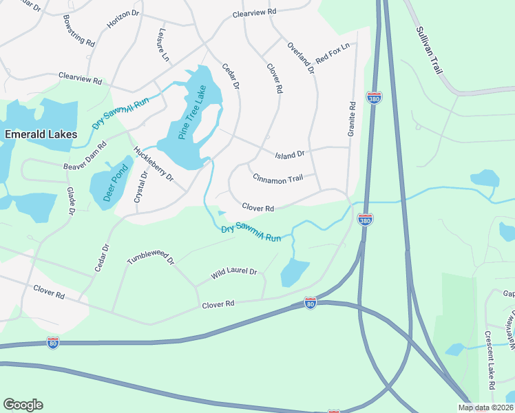map of restaurants, bars, coffee shops, grocery stores, and more near 1457 Clover Road in Long Pond