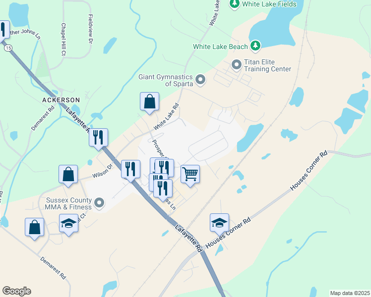 map of restaurants, bars, coffee shops, grocery stores, and more near 7 Trafalgar Court in Sparta
