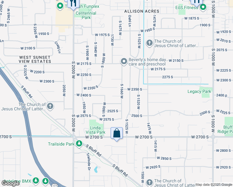 map of restaurants, bars, coffee shops, grocery stores, and more near 1686 West 2425 South in Syracuse
