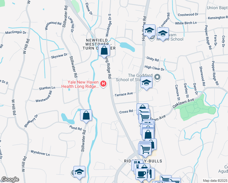 map of restaurants, bars, coffee shops, grocery stores, and more near 260 Long Ridge Road in Stamford