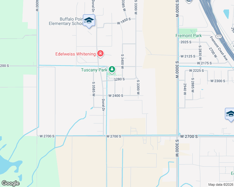 map of restaurants, bars, coffee shops, grocery stores, and more near 2385 3450 West in Syracuse