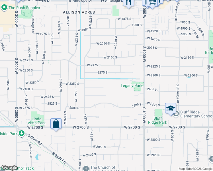 map of restaurants, bars, coffee shops, grocery stores, and more near 1294 West 2375 South in Syracuse
