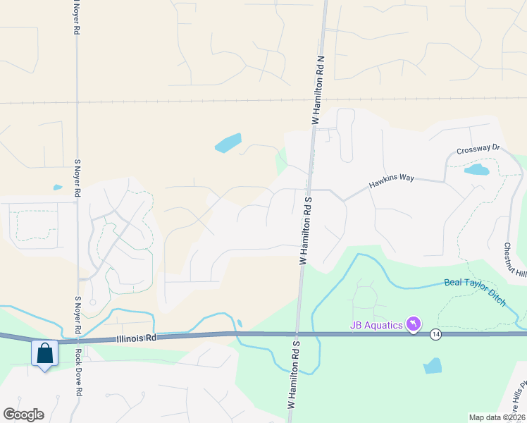 map of restaurants, bars, coffee shops, grocery stores, and more near 13005 Galena Creek Trail in Fort Wayne