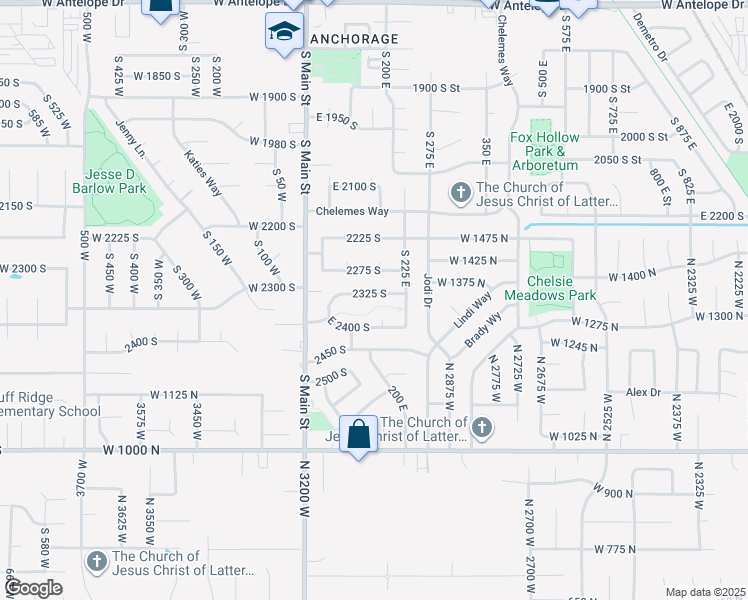 map of restaurants, bars, coffee shops, grocery stores, and more near 154 East 2325 South in Clearfield