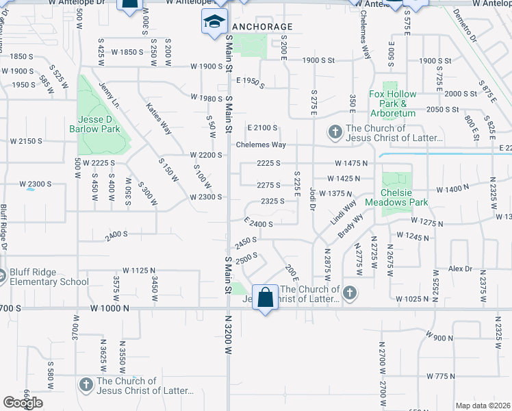map of restaurants, bars, coffee shops, grocery stores, and more near 88 2325 South in Clearfield