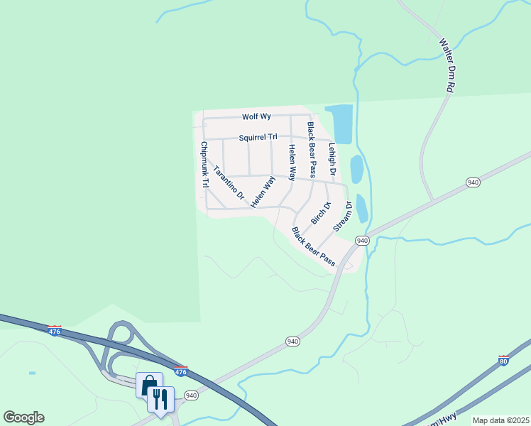 map of restaurants, bars, coffee shops, grocery stores, and more near 23 Game Drive in White Haven