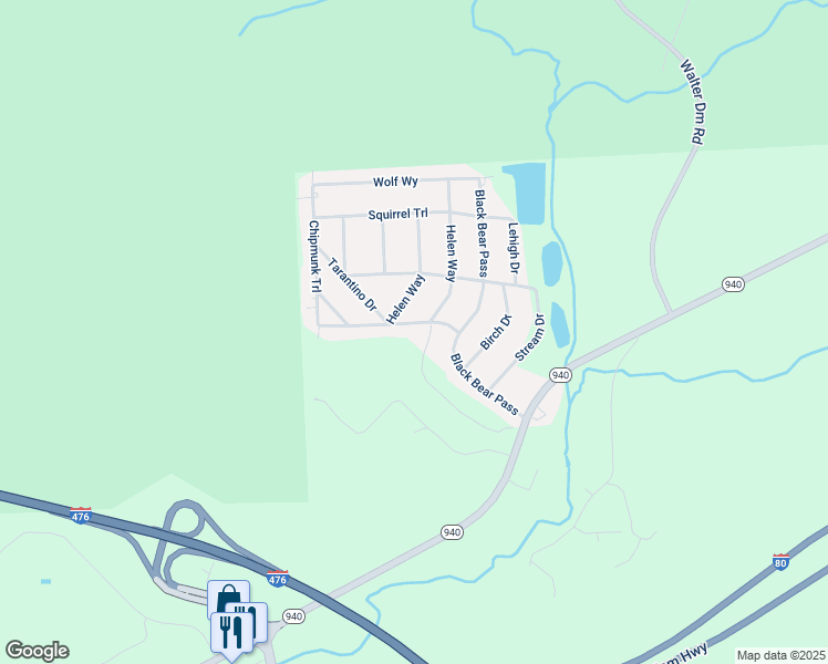 map of restaurants, bars, coffee shops, grocery stores, and more near 23 Game Drive in White Haven