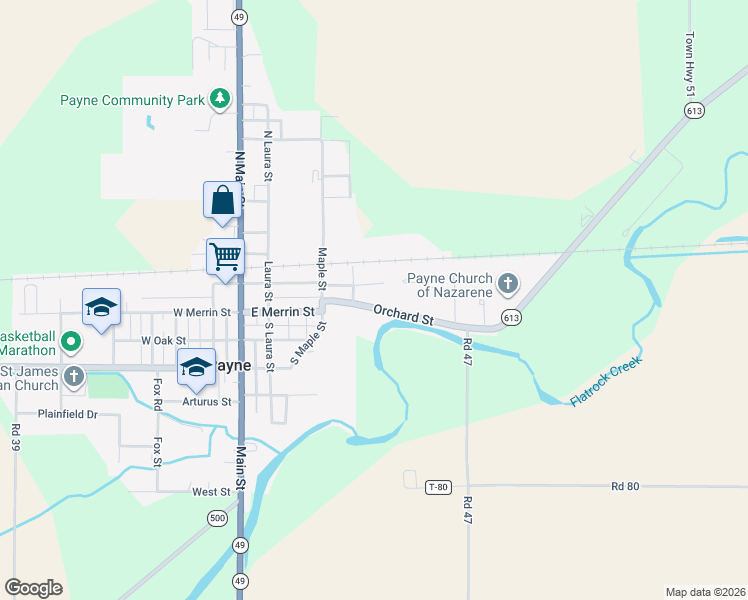 map of restaurants, bars, coffee shops, grocery stores, and more near 300-312 Orchard Street in Payne