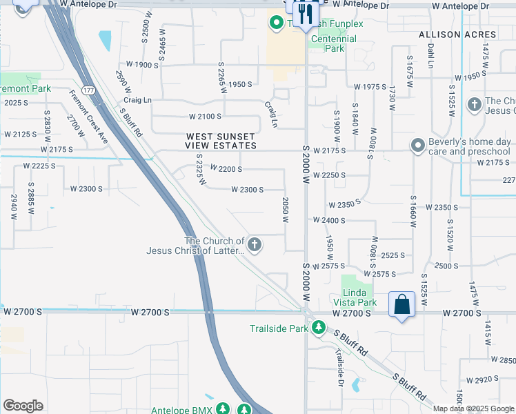 map of restaurants, bars, coffee shops, grocery stores, and more near 2148 2375 South in Syracuse