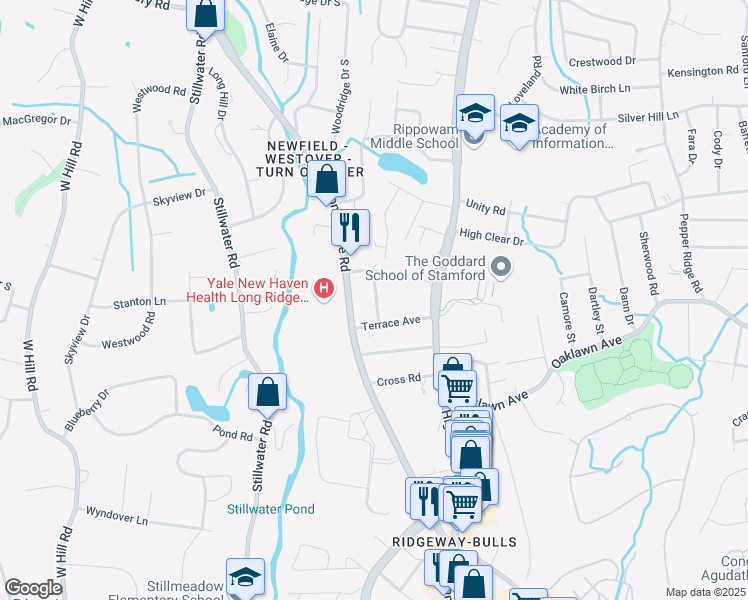 map of restaurants, bars, coffee shops, grocery stores, and more near 28 Jessup Street in Stamford