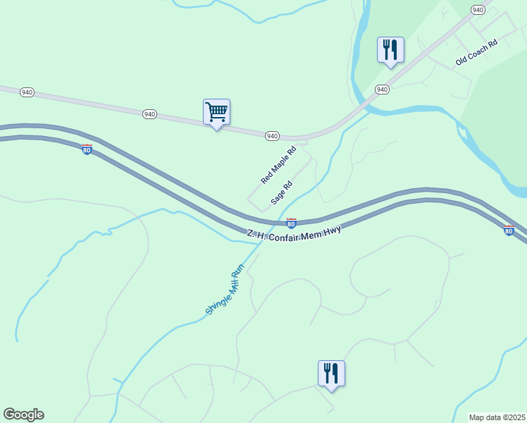 map of restaurants, bars, coffee shops, grocery stores, and more near Sage Road in Lake Harmony