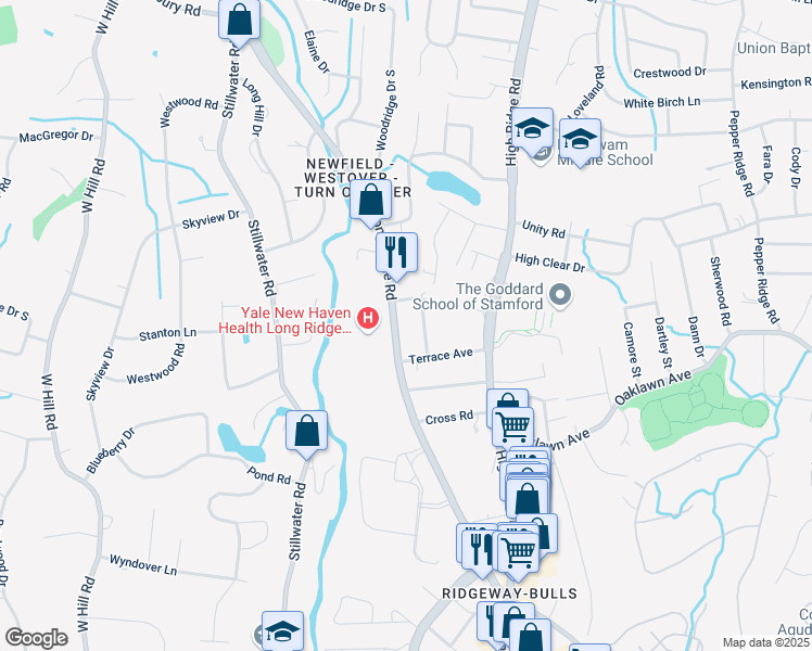 map of restaurants, bars, coffee shops, grocery stores, and more near in Stamford