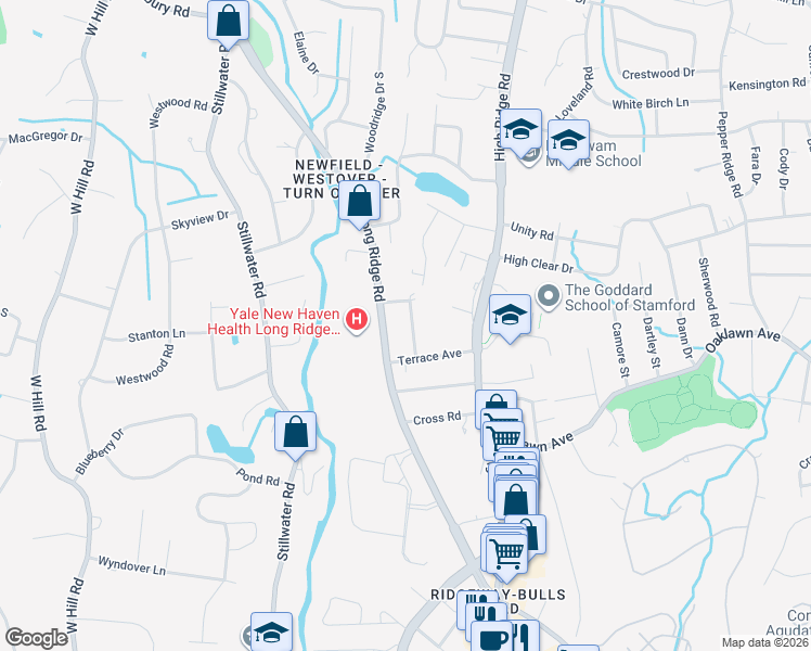map of restaurants, bars, coffee shops, grocery stores, and more near 47 Jessup Street in Stamford