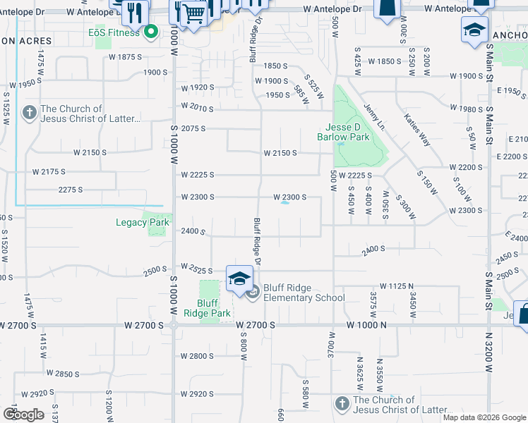 map of restaurants, bars, coffee shops, grocery stores, and more near 714 West 2300 South in Syracuse