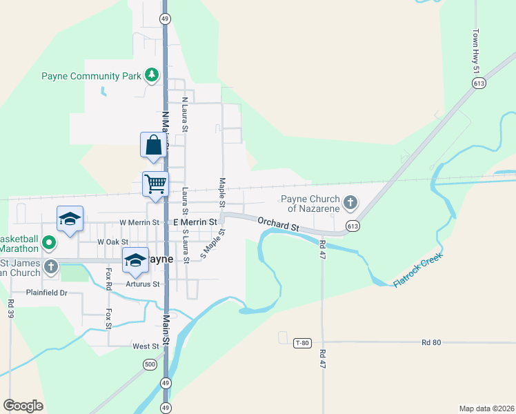 map of restaurants, bars, coffee shops, grocery stores, and more near 114 Ash Street in Payne
