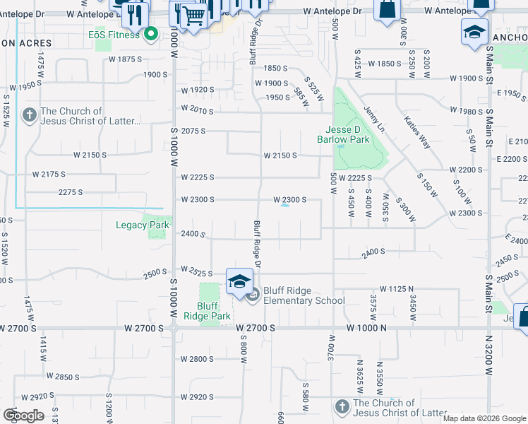 map of restaurants, bars, coffee shops, grocery stores, and more near 714 West 2300 South in Syracuse