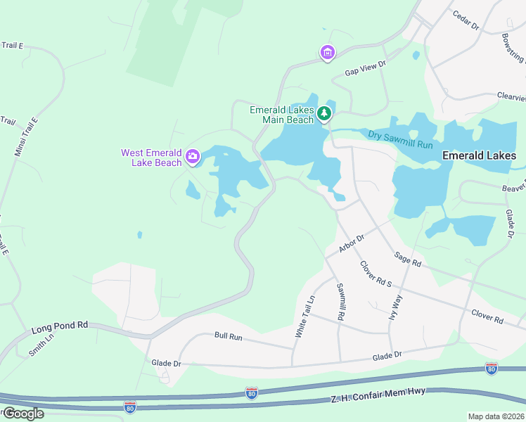 map of restaurants, bars, coffee shops, grocery stores, and more near 532 Long Pond Road in Long Pond