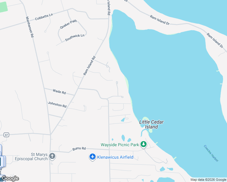 map of restaurants, bars, coffee shops, grocery stores, and more near 74D North Cartwright Road in Shelter Island