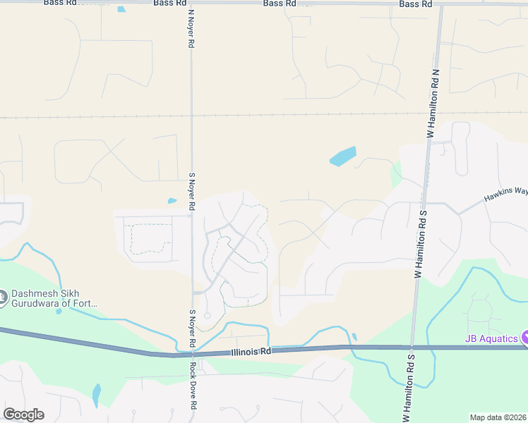 map of restaurants, bars, coffee shops, grocery stores, and more near 207 Hamilton Meadows Lane in Fort Wayne
