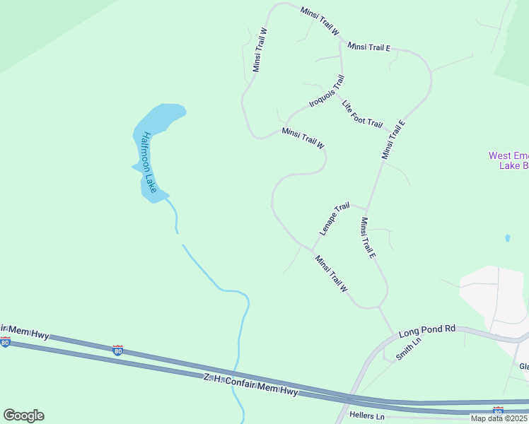 map of restaurants, bars, coffee shops, grocery stores, and more near 305 Minsi Trail West in Long Pond
