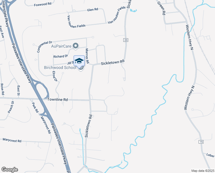 map of restaurants, bars, coffee shops, grocery stores, and more near 10 Woodward Road in West Nyack