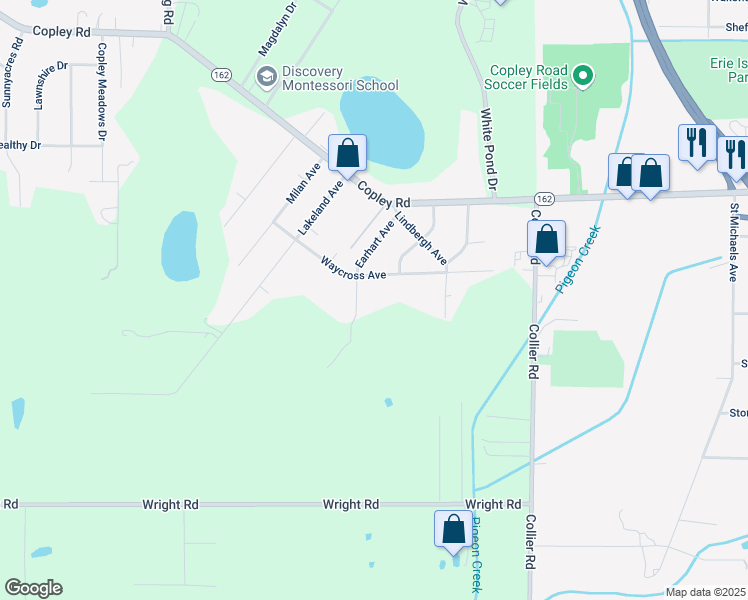 map of restaurants, bars, coffee shops, grocery stores, and more near 2102 Waycross Avenue in Akron