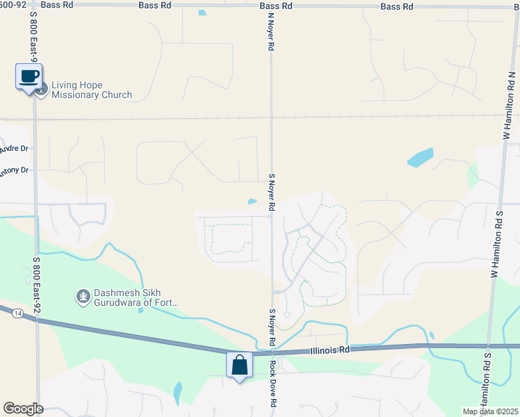 map of restaurants, bars, coffee shops, grocery stores, and more near 14134 Brafferton Parkway in Fort Wayne