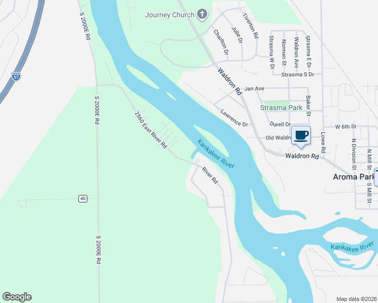 map of restaurants, bars, coffee shops, grocery stores, and more near 2857 River Road in Kankakee