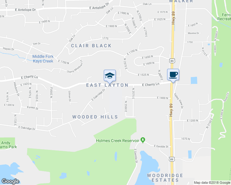 map of restaurants, bars, coffee shops, grocery stores, and more near 2470 East Cherry Lane in Layton