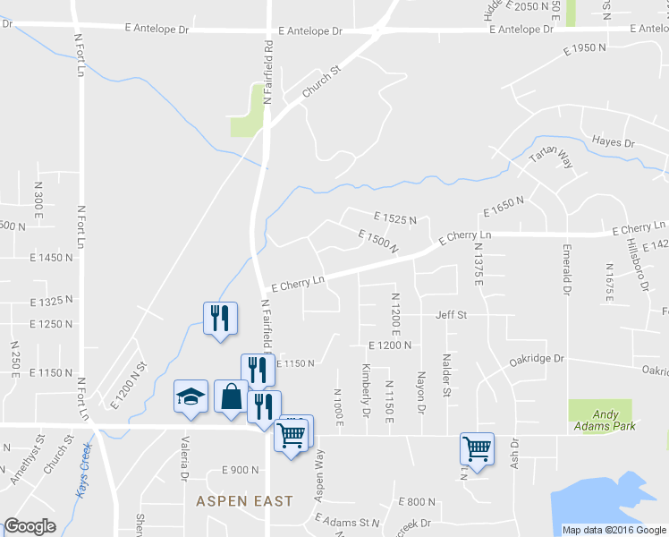 map of restaurants, bars, coffee shops, grocery stores, and more near 1061 East Cherry Lane in Layton