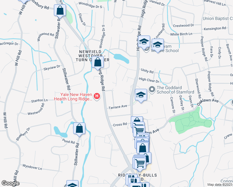 map of restaurants, bars, coffee shops, grocery stores, and more near 47 Jessup Street in Stamford
