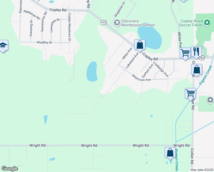 map of restaurants, bars, coffee shops, grocery stores, and more near 1528 Lakeland Avenue in Akron