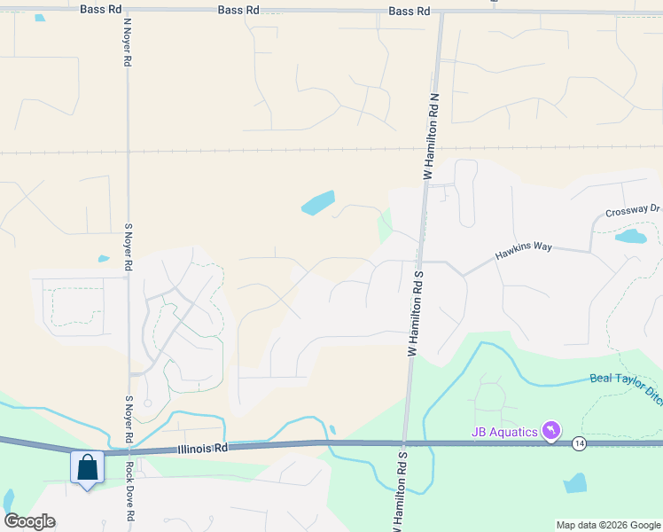 map of restaurants, bars, coffee shops, grocery stores, and more near 13005 Galena Creek Trail in Fort Wayne