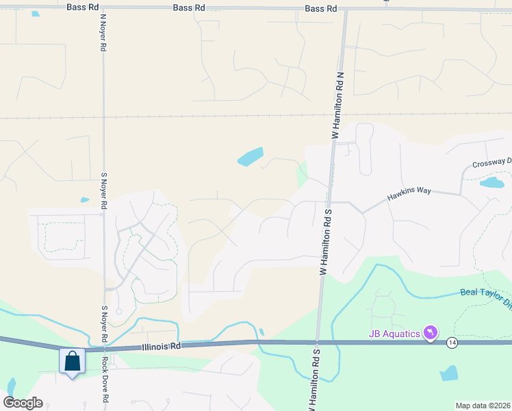 map of restaurants, bars, coffee shops, grocery stores, and more near 13005 Galena Creek Trail in Fort Wayne