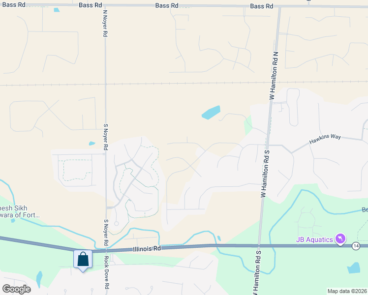 map of restaurants, bars, coffee shops, grocery stores, and more near 207 Hamilton Meadows Lane in Fort Wayne