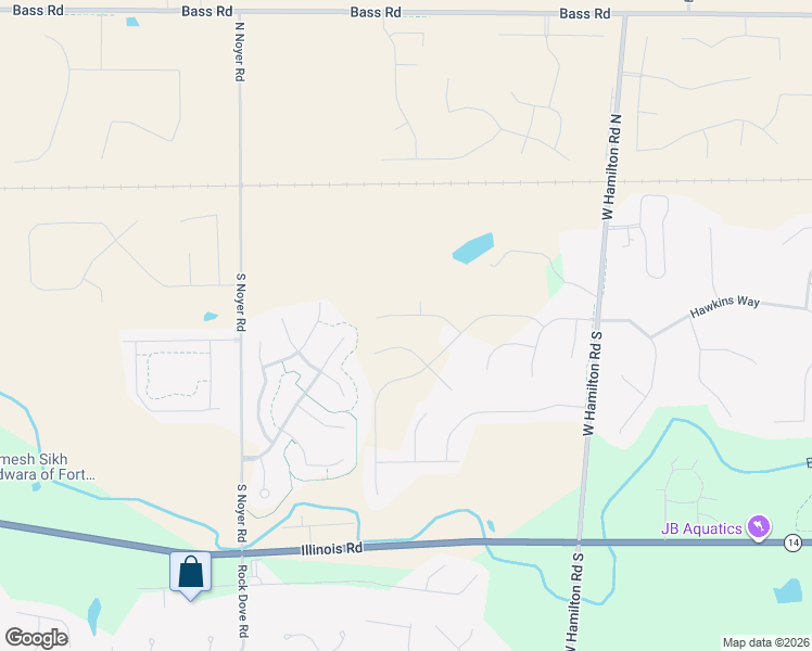 map of restaurants, bars, coffee shops, grocery stores, and more near 207 Hamilton Meadows Lane in Fort Wayne
