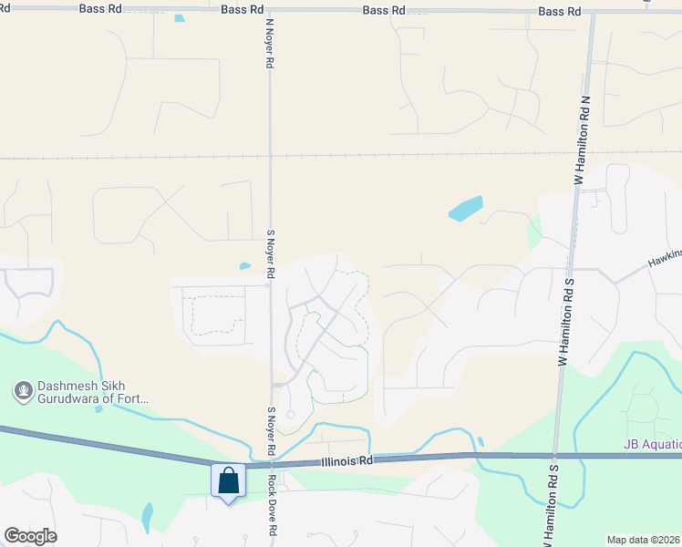 map of restaurants, bars, coffee shops, grocery stores, and more near 13731 Green Park Avenue in Fort Wayne