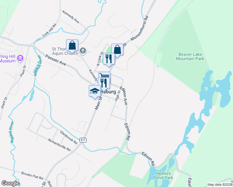 map of restaurants, bars, coffee shops, grocery stores, and more near 65 High Street in Ogdensburg