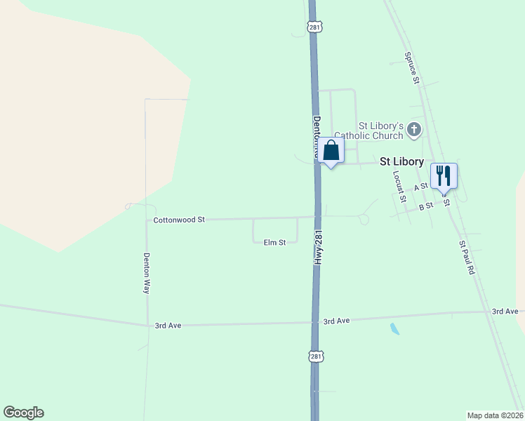 map of restaurants, bars, coffee shops, grocery stores, and more near 506-524 Cottonwood Street in Howard